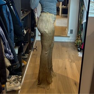 Acne Gold Textured silk pant